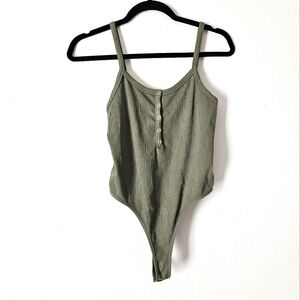 Olive Button-Down Bodysuit
